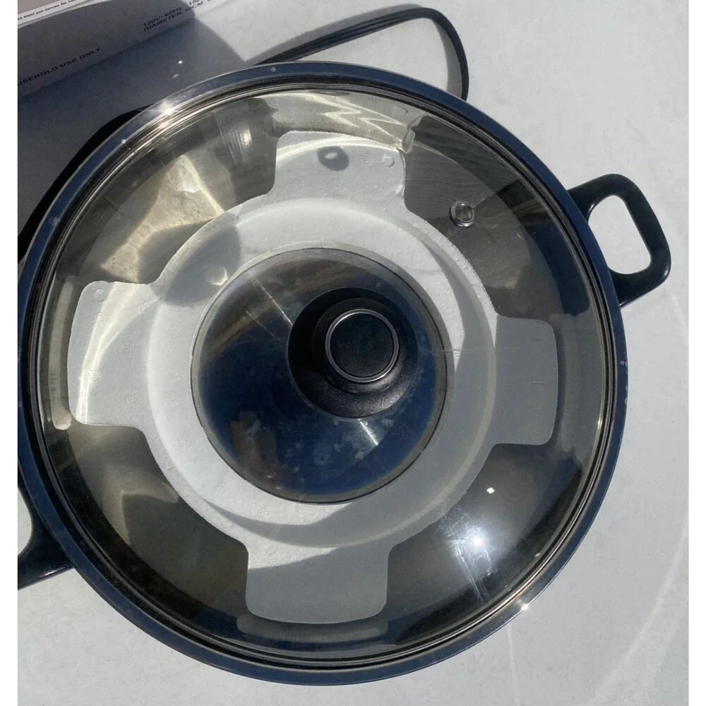 Electric Hot Pot Steamboat Stainless Steel w/Glass Lid 30 cm,  By Helperware